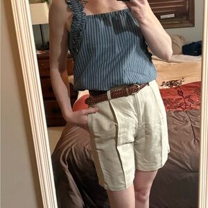 Liz Claiborne High Waist Beige Tailored Linen Shorts